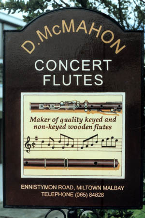 Sign for D. McMahon concert flutes