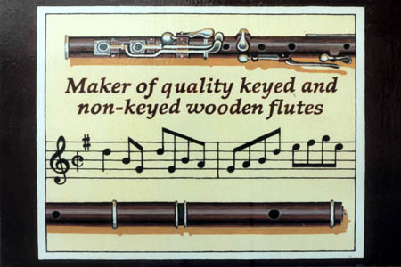 Sign for D. McMahon concert flutes - detail